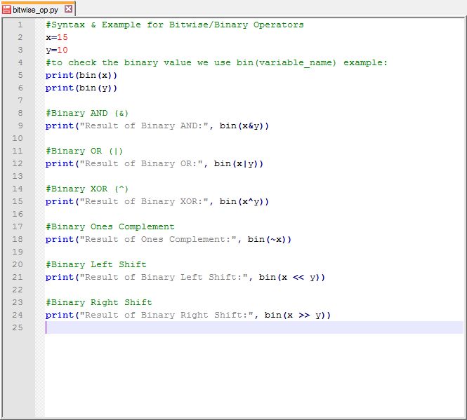 Bitwise Binary Operators